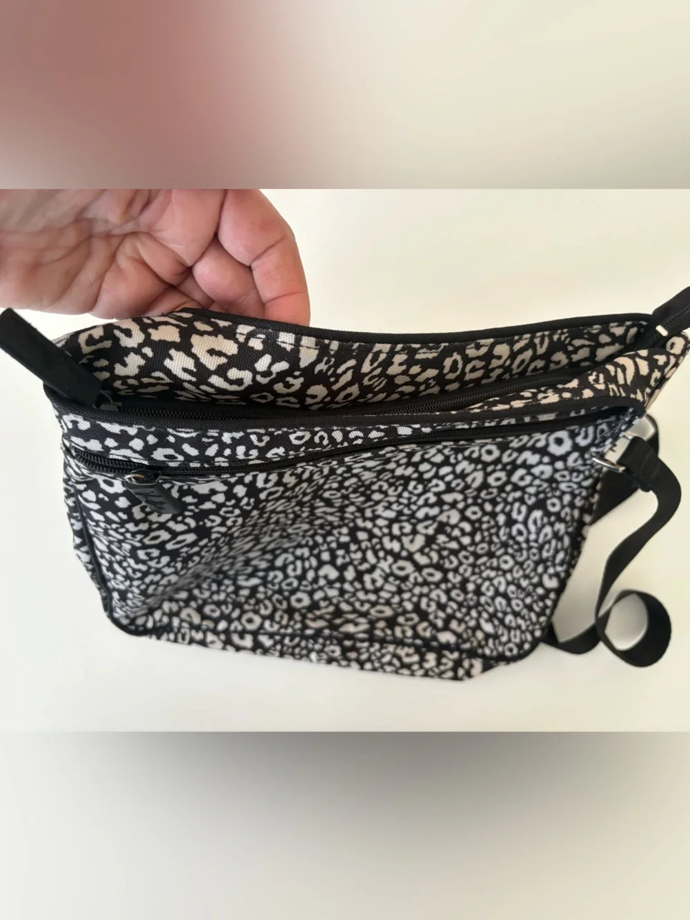 Vera Bradley Black and Cream Leopard-Print Crossbody